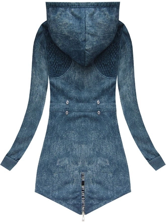 BLUZA Z KORONKĄ I KAPTUREM NIEBIESKA 2/1 (MODEL2)