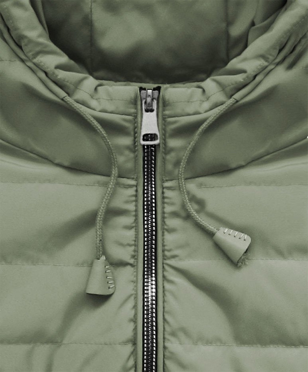 PIKOWANA KURTKA Z KAPTUREM KHAKI (759-1BIG)