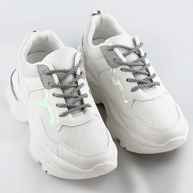 Sznurowane buty sportowe damskie białe (lu-3)