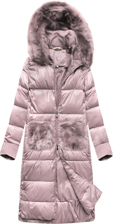 DŁUGA KURTKA Z KAPTUREM RÓŻOWA (PM7231)