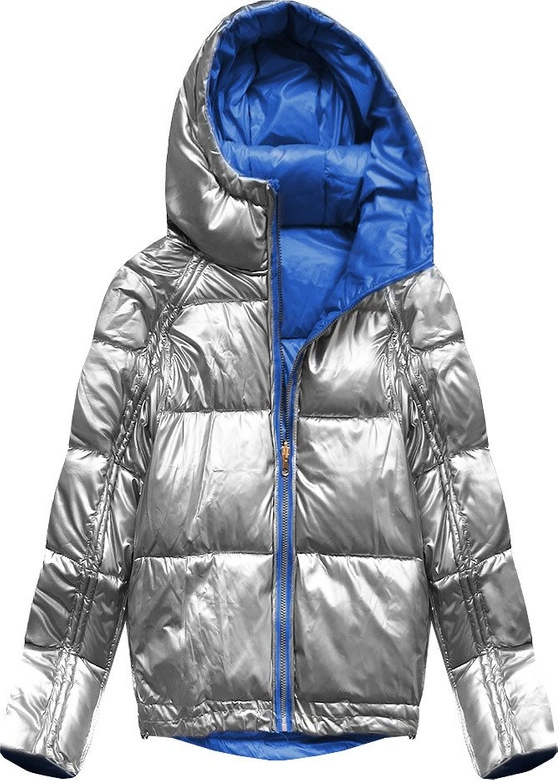 DWUSTRONNA ZIMOWA KURTKA DAMSKA NIEBIESKA (X921X)