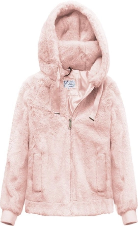 PLUSZOWA KURTKA Z KAPTUREM PUDROWY RÓŻ (2019)