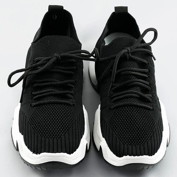 Czarne sneakersy na białej podeszwie (xa055)