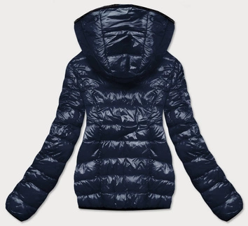 KRÓTKA DWUSTRONNA KURTKA DAMSKA ZIMOWA GRANATOWO-CZARNA (B9580-301)