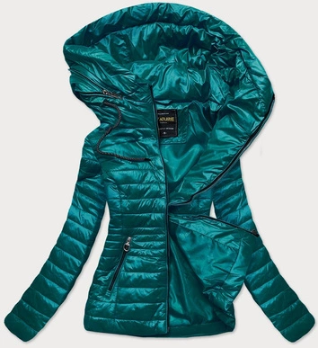 PIKOWANA KURTKA DAMSKA KAPTUR TURKUSOWA (6366)