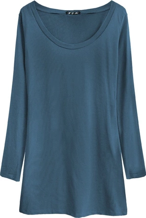 BAWEŁNIANA BLUZKA Z DŁUGIM RĘKAWEM GRANATOWA (X1303X)