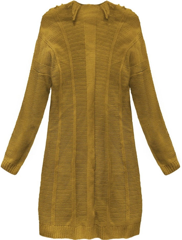 CIEPŁY SWETER Z FRĘDZLAMI MUSZTARDOWY (155ART)