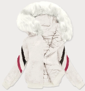 DWUSTRONNA KRÓTKA KURTKA DAMSKA ZIMOWA ECRU (H1032-11)