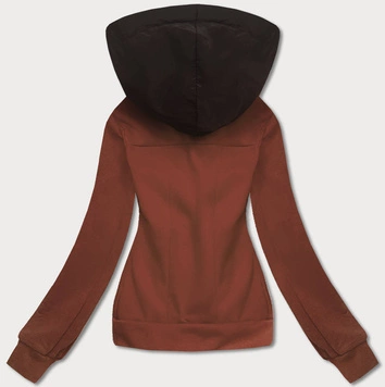 Krótka bluza rozpinana damska brązowa (AMG-63)