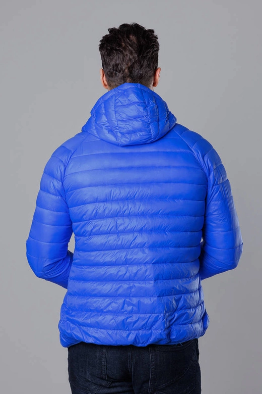 Pikowana kurtka męska z kapturem niebieska (HM112-40)