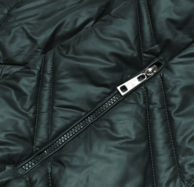 Pikowana kurtka damska ciemna zielona (H-97-2)