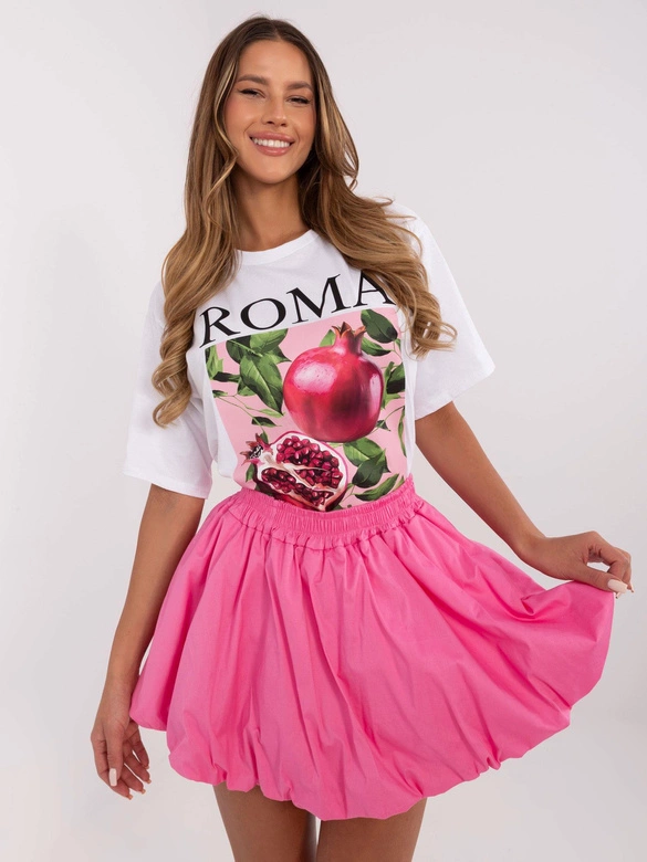 Mini spódnica bombka w gumkę różowa (2547)