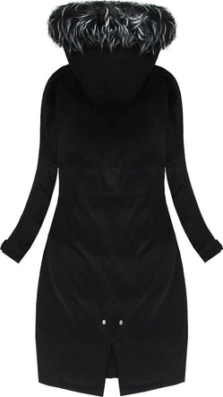 BAWEŁNIANA PARKA Z PUCHEM NATURALNYM CZARNA (7085)