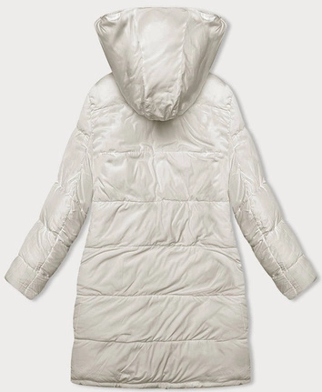 Gruba dwustronna kurtka zimowa damska brąz-ecru (V768g)