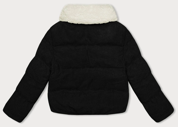 Sztruksowa kurtka damska z wysoką stójką J Style czarna (5M3230-392)