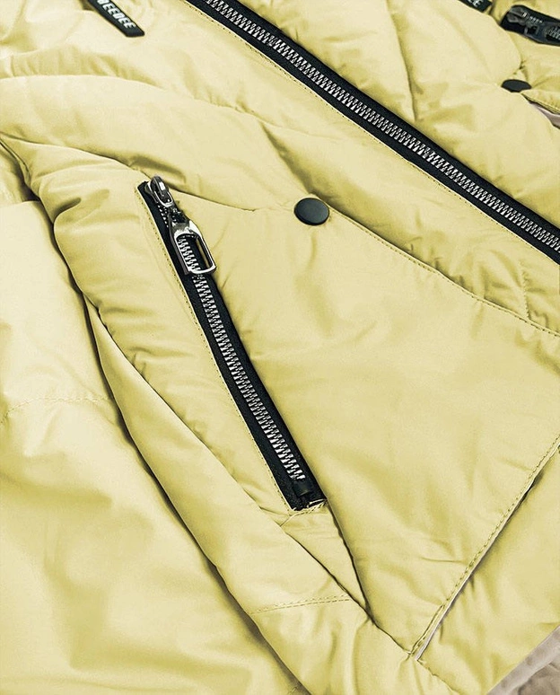 Krótka asymetryczna kurtka damska żółta (0955#)