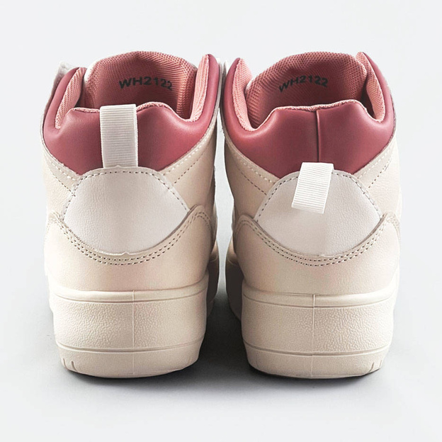 Damskie sneakersy za kostkę beżowo-różowe (wh2122)