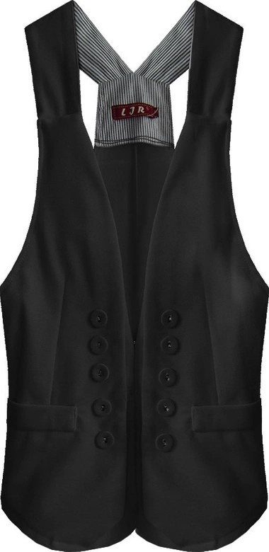 KRÓTKA KAMIZELKA Z OZDOBNYMI GUZIKAMI CZARNA (1220)