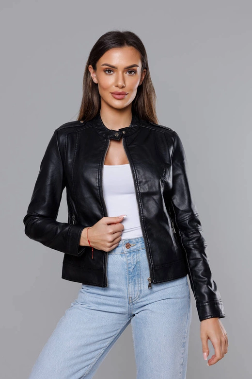 Kurtka ramoneska ze stójką czarna (11Z8050)