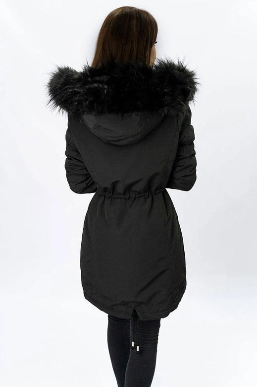 DAMSKA PARKA ZIMOWA NA MISIU CZARNA (W378)