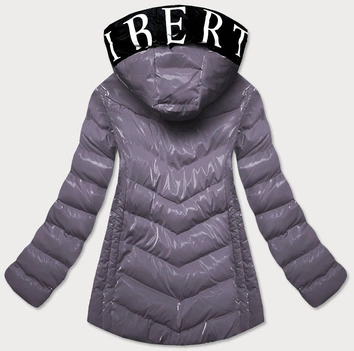 Błyszcząca kurtka damska z ozdobną podszewką szara (xw810x)