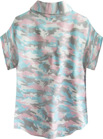 BAWEŁNIANA KOSZULA W MORO BŁĘKITNO-RÓŻOWA (0823)