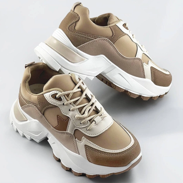 Sneakersy z łączonych materiałów khaki (1109)