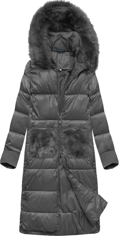 DŁUGA KURTKA Z KAPTUREM GRAFITOWA (PM7231)