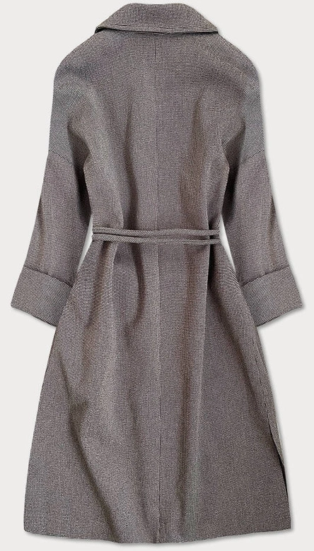 Damski płaszcz z rękawami 3/4 w kratkę brąz (2718)