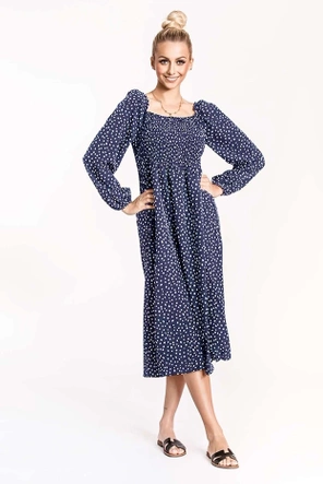 Sukienka z opuszczanymi ramionami Ann Gissy niebieska (DLY018)