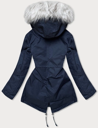 ZIMOWA PARKA DAMSKA Z PODPINKĄ GRANATOWA (B533-3046)