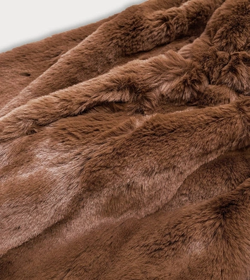 Damska kurtka futro z kapturem brązowa (br9743-22)