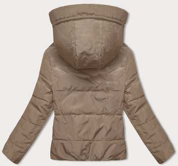 Dwustronna krótka kurtka z kapturem beż-khaki (B8181-101011)
