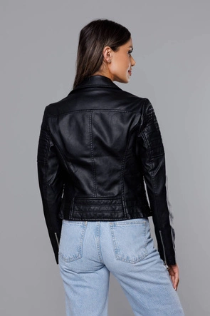 Krótka ramoneska z kołnierzem czarna (11Z8031)