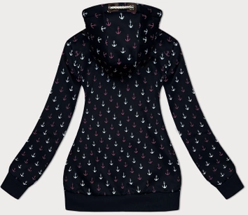 Ciepła rozpinana bluza w kotwice czarna (2307)