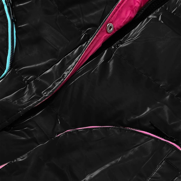 Damska kurtka zimowa z kolorowymi wstawkami czarna (CAN-594)