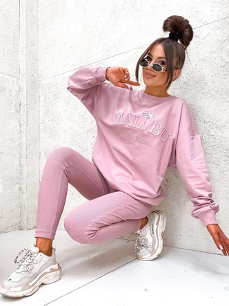  Sportowy komplet z legginsami pudrowy róż (VE88)