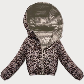 Dwustronna krótka kurtka damska Minority beżowa panterka (M6-6001-62)