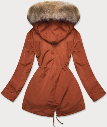 Damska kurtka zimowa na misiu rudy-jasny beż (w553)