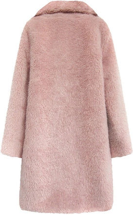 FUTRZANY PŁASZCZYK Z KIESZENIAMI RÓŻOWY (461ART)