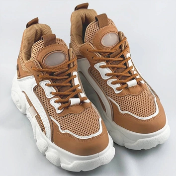 Sneakersy damskie na platformie karmelowe (ym-151)
