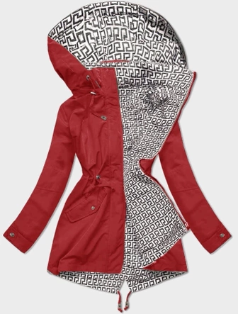 Cienka parka z ozdobnym wykończeniem czerwona (16M9068-270)