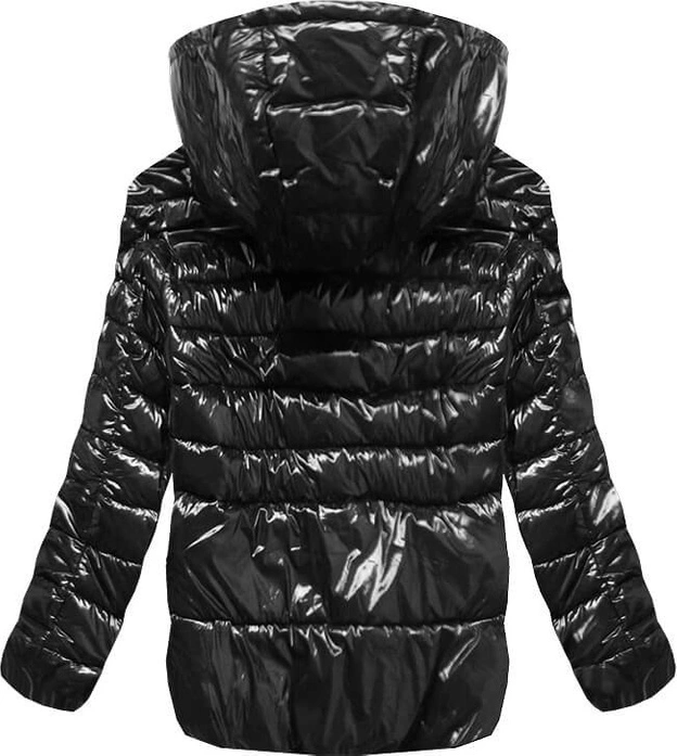 BŁYSZCZĄCA KURTKA OVERSIZE CZARNA (G6916)