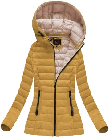 PIKOWANA KURTKA Z KAPTUREM MUSZTARDOWA (7213)