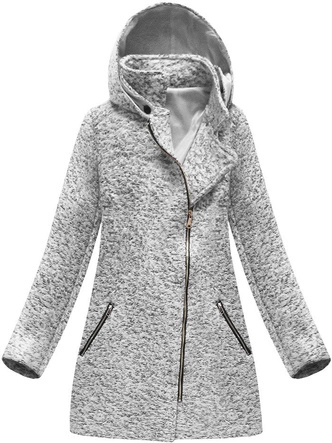 PŁASZCZ Z ASYMETRYCZNYM ZAMKIEM SZARY MELANŻ (174ART)