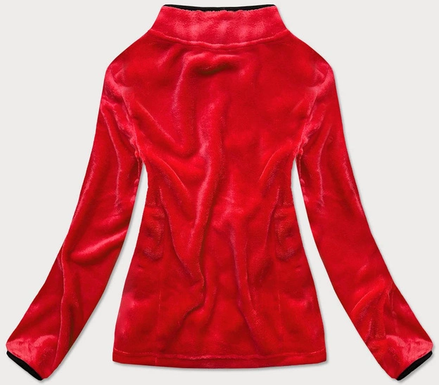 PLUSZOWA DAMSKA BLUZA ZE STÓJKĄ CZERWONO-CZARNA (HH002-5-1)