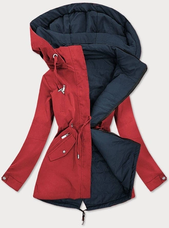 DWUSTRONNA KURTKA DAMSKA CZERWONO-GRANATOWA (W505)