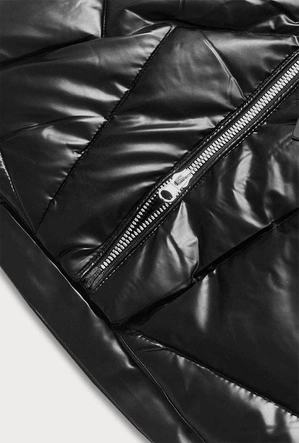 Zimowa kurtka damska z kapturem czarno-brązowa (5m775-392)