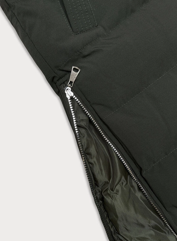 Długa puchowa kamizelka damska army (5M3157-136)