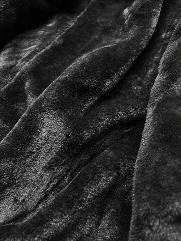 ZAMSZOWA DAMSKA KURTKA ZIMOWA Z KAPTUREM CZARNA (6516)